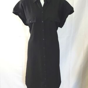 Express black crepe shirt dress large